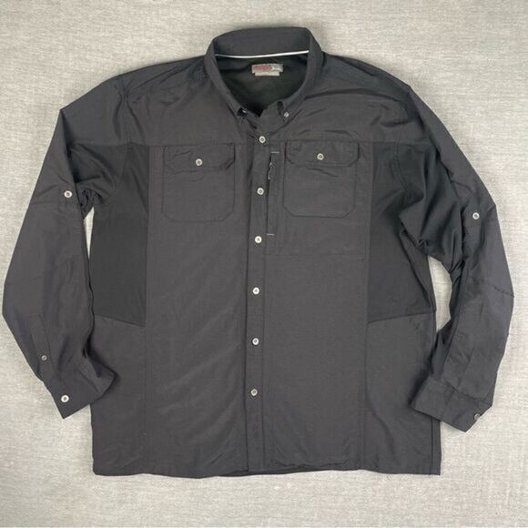 Wrangler Outdoor Regular Fit Black Button Down Western Shirt Men’s Size XL - Picture 1 of 9
